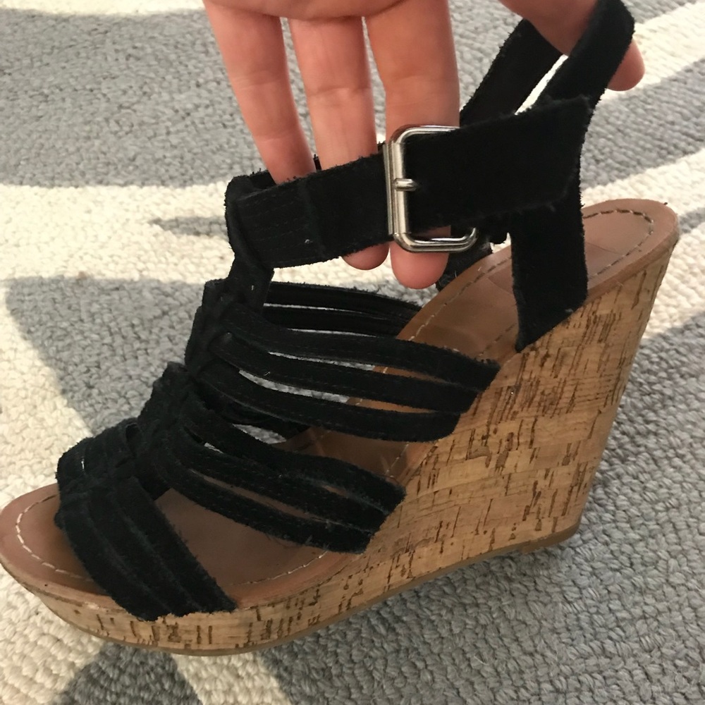 Black Suede Wedges